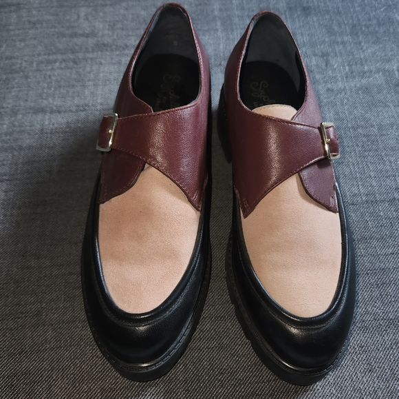 Seychelles Catch Me Burgandy/Blush Leather & Suede Loafers Like New Preppy - Picture 1 of 4